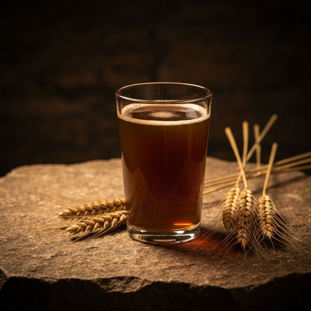 Bicchiere di birra al farro con spighe di cereale