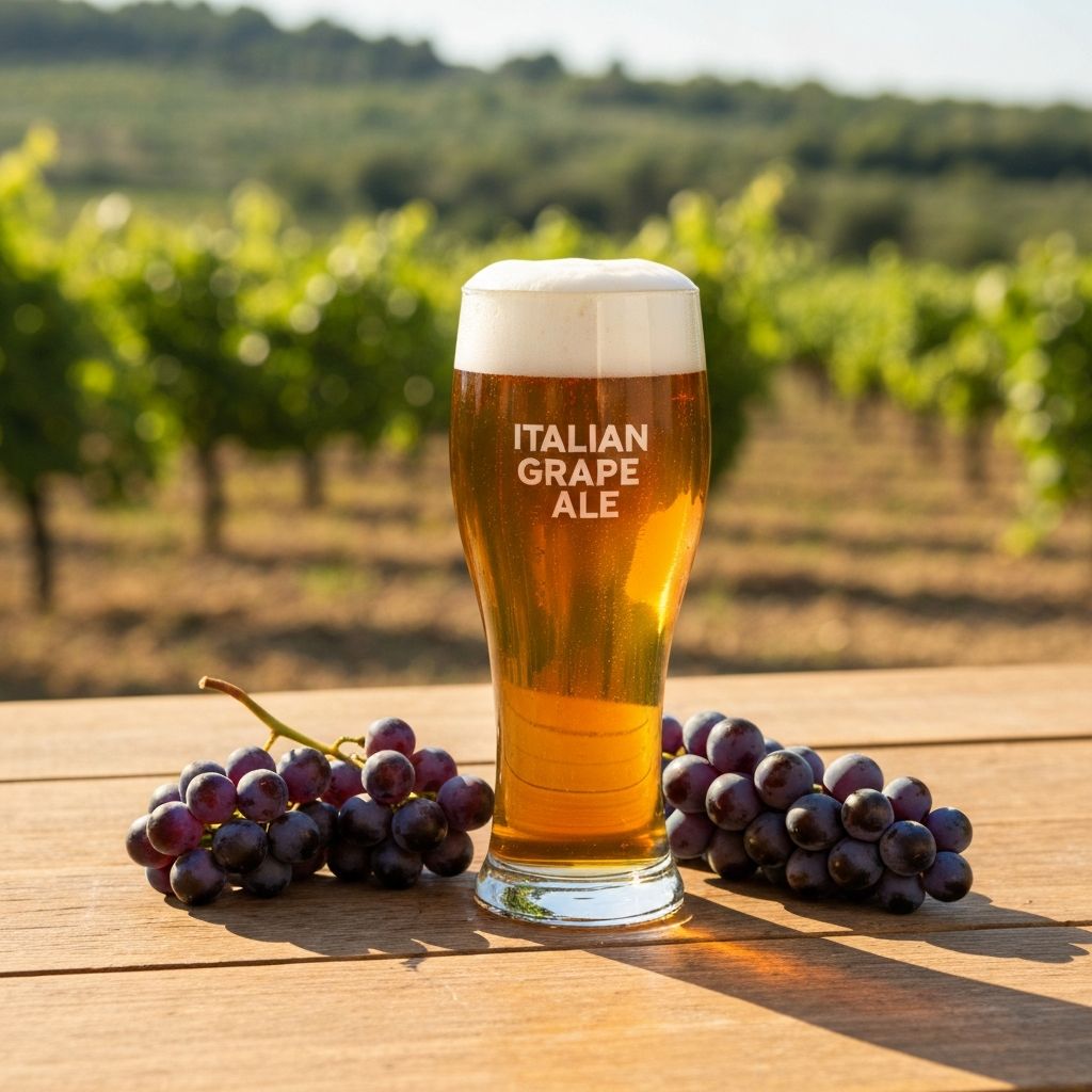 Bicchiere di Italian Grape Ale con uva