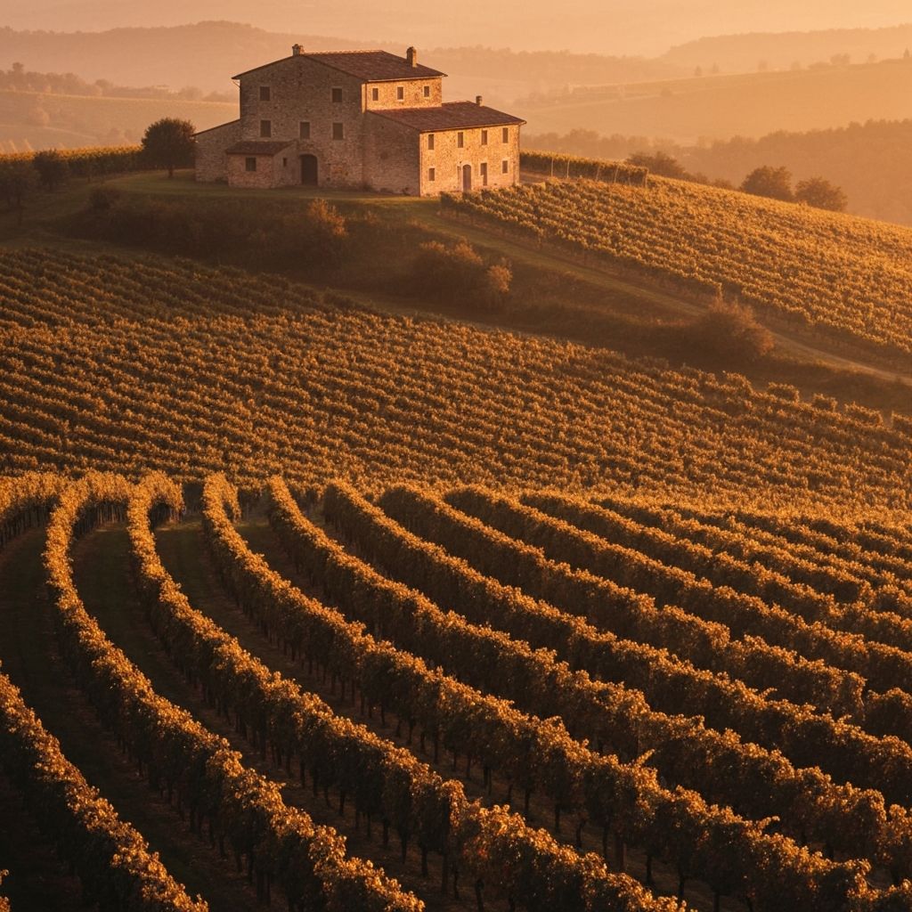 Vigneti italiani al tramonto